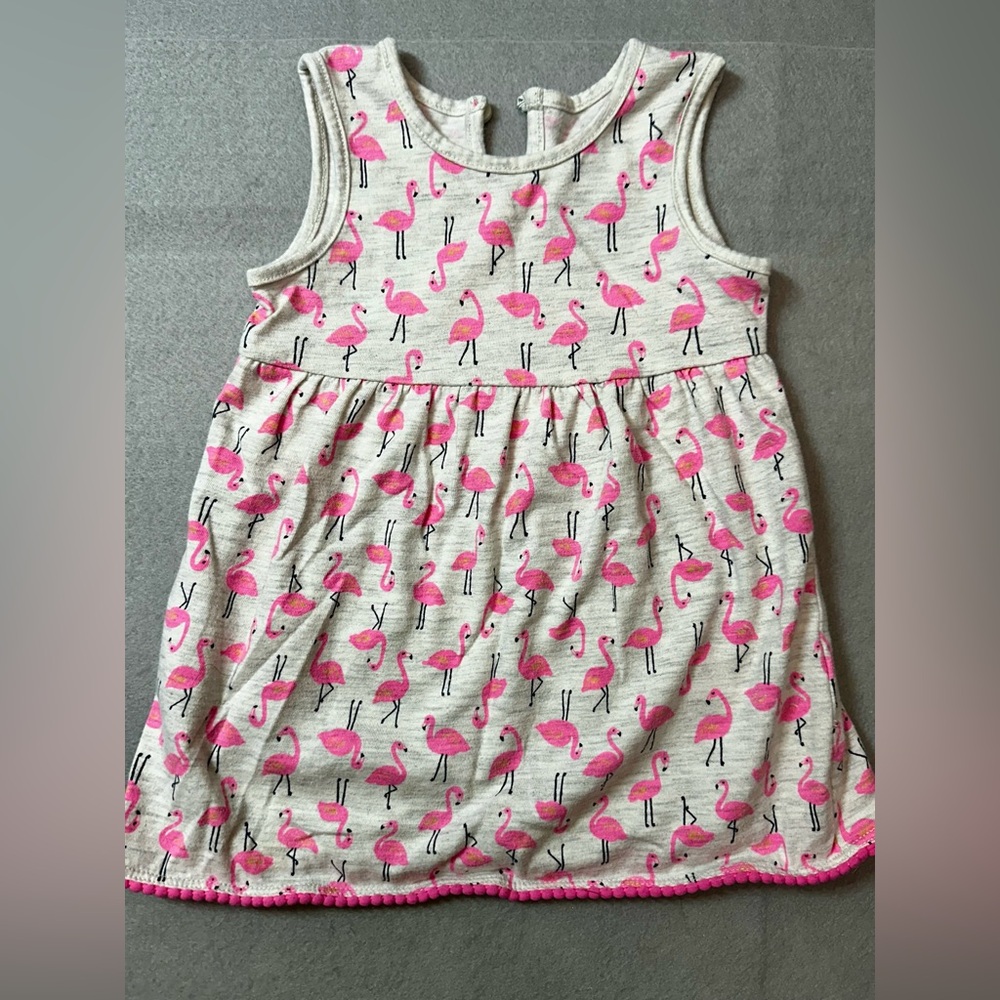 Wonder Nation girls 6-9m Pink Flamingo Print Dress